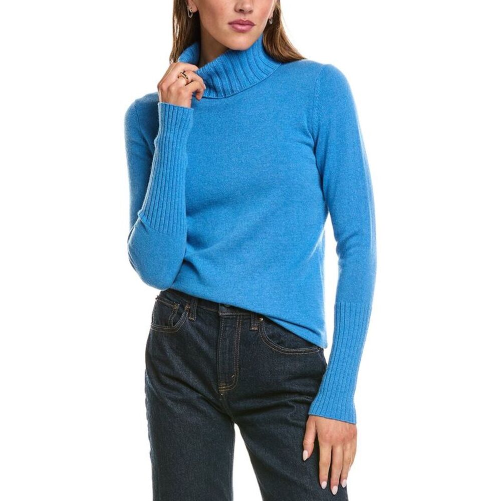 Forte Cashmere Womens  Chunky Trim Turtleneck 100% Cashmere Sweater